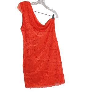 Sofia by Sofia Vergara Orange Lace Overlay One Shoulder Bodycon Dress Women's XL